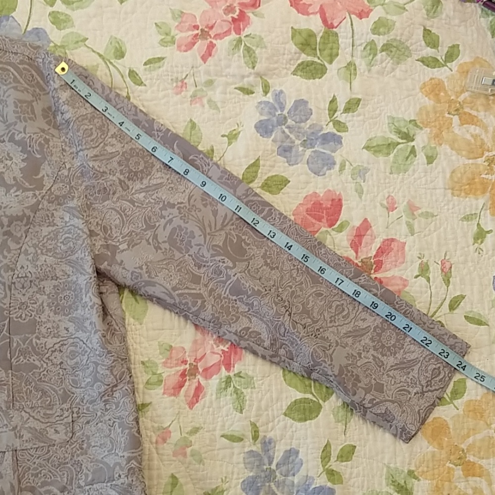 Chico's Formal Gray Button Down Brocade Jacket - image 3